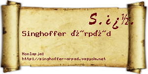 Singhoffer Árpád névjegykártya